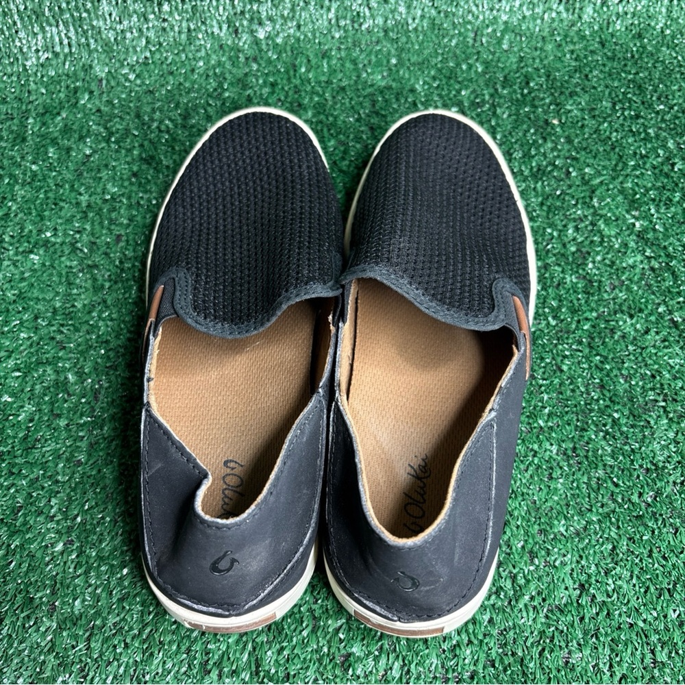 OluKai Pehuea Womens Size 7.5 Black Mesh Slip On Casual Shoes Sneakers - Picture 5 of 12